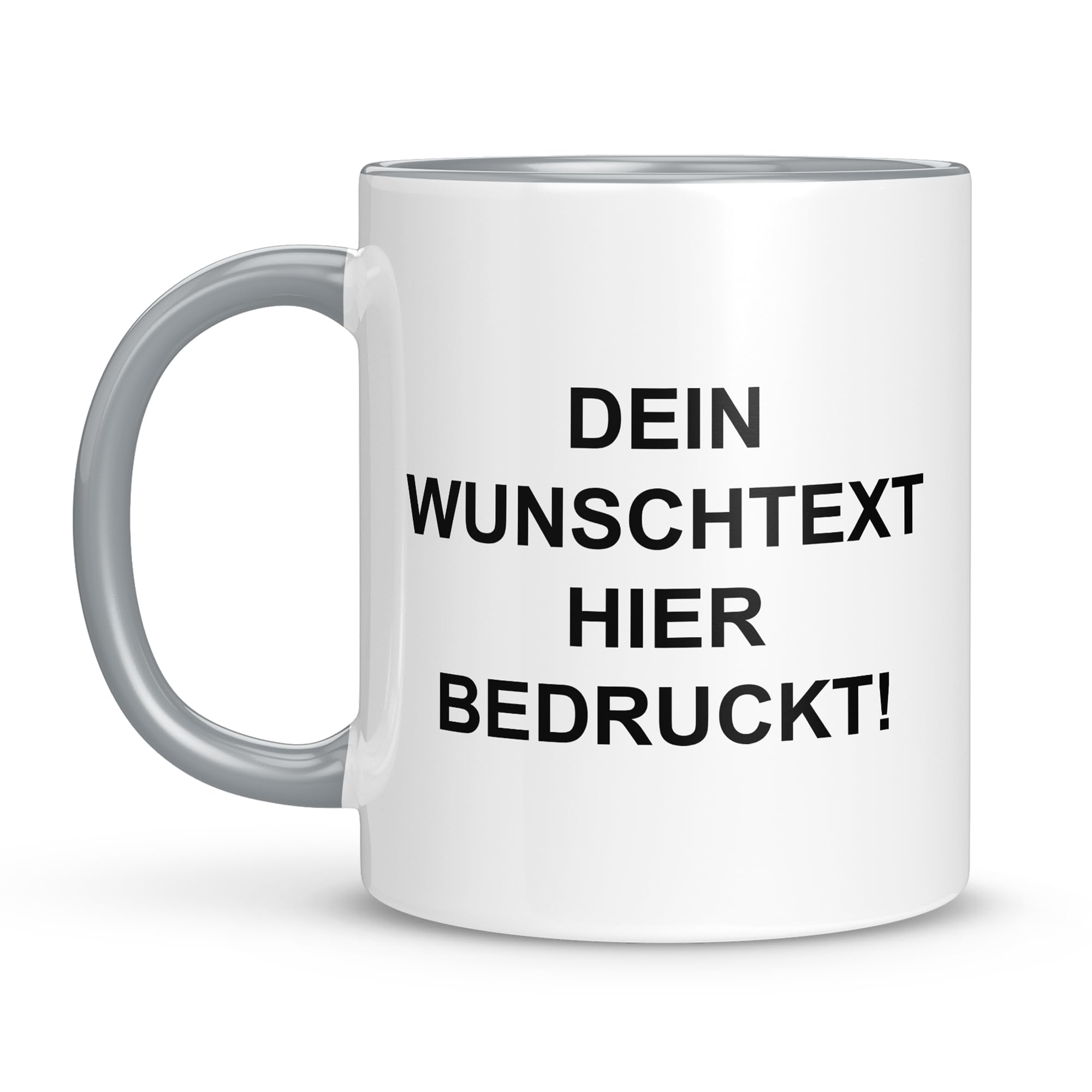 LIEBTASTISCH Personalisierte Tasse Mit Namen - Spülmaschinen- & Mikrowellengeeignet - In Deutschland Bedruckt - 330 ml - Beidseitig Bedruckt - Bedrucken (Grau)