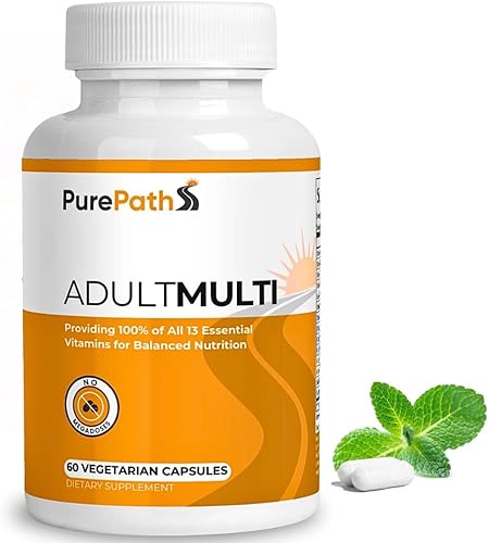 Multivitamínico para adultos con las 13 vitaminas esenciales, sin megadosis, cápsulas vegetarianas para energía, cerebro y apoyo a la salud de todo