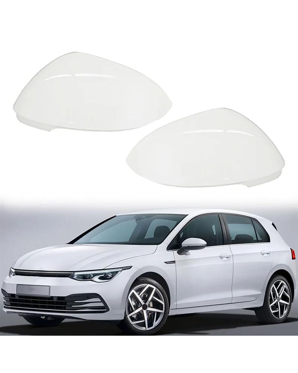 Spiegelkappen Für Golf 8 Für MK8 2021 2022 Auto Weiß Rückspiegel Seitenglas Spiegelabdeckung Verkleidung Rückspiegelabdeckungen Schale Links 5H0857537 Auto Spiegelkappen