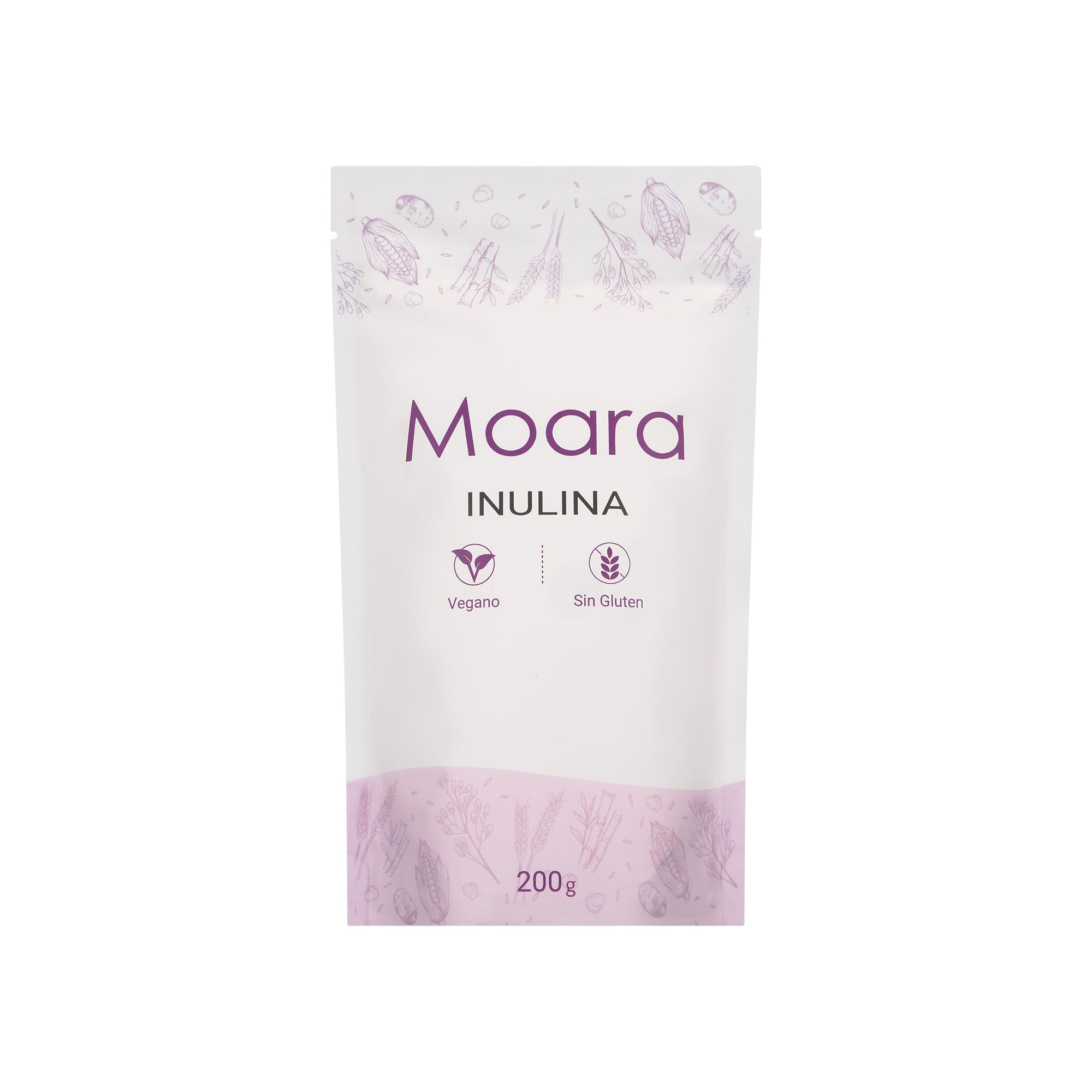 Inulina en polvo pura proveniente de la achicoria, 100% vegana, libre de gluten y alérgenos - Aporta textura y fibra a sus preparaciones - Prebiótico natural - 200gr. Envase Doypack zip