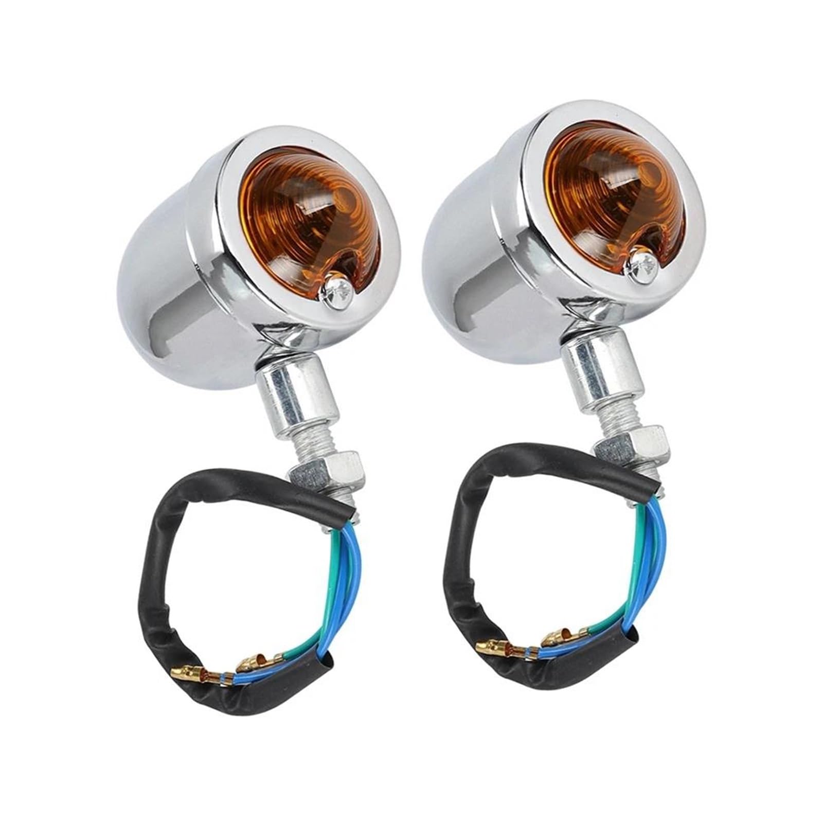 Accesorios Universales Motocicletas para Harley Retro Intermitentes De 12 V Luces Intermitentes De Un Solo Cable 2 Unidades Intermitentes(Plata)