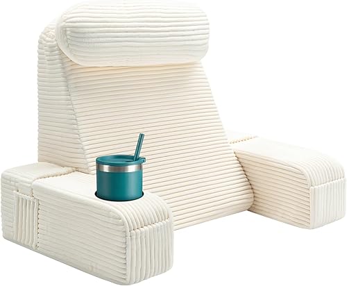 Miniatura 13 de AS AWESLING Almohada de lectura para adultos, almohada de espalda para sentarse en la cama, almohada de respaldo para sentarse en la cama, brazos