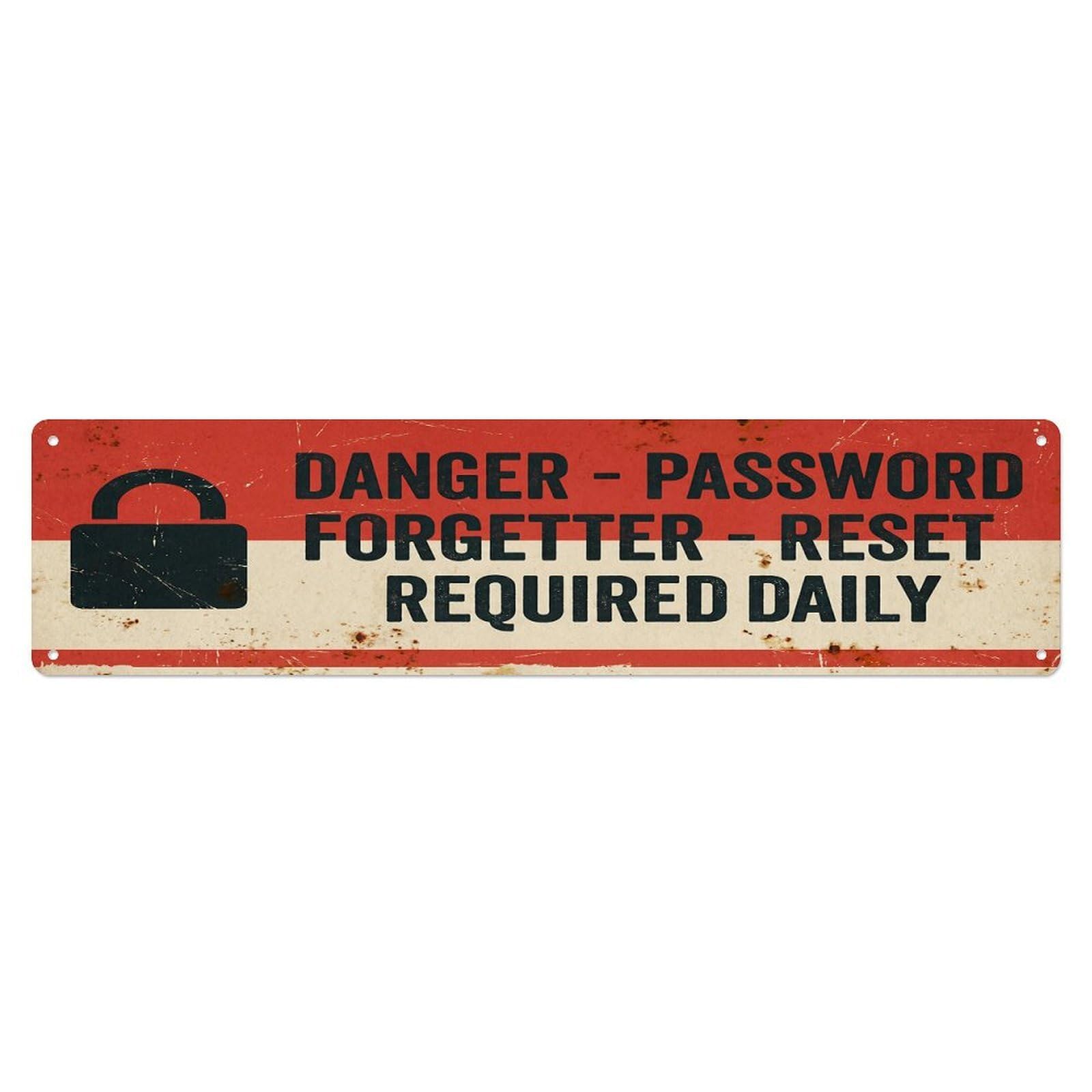 Olhnbad 4X16inch(10X40cm) Vintage Funny Danger Password Forgetter Warning Metal Tin Sign