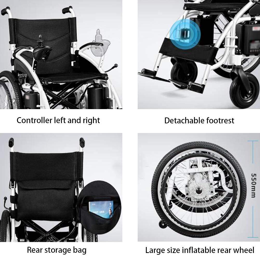 Carrozzina Elettrica Carrozzina Elettrica Pieghevole Motorizzata,Potente Carrozzina A Doppio Motore, Leggera, Solo 37Kg, Resistente, Carrozzina Elettrica Pieghevole A Doppio Motore,per Disabili Elde