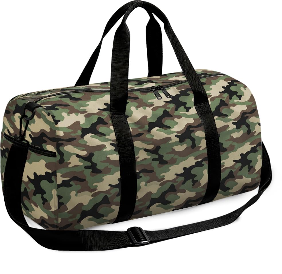 Sac de sport grande capacité camouflage militaire avec passant pour valise