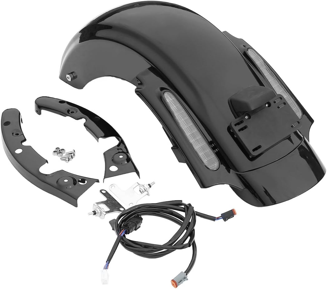 XMT-MOTO Rear Fender Kit with Integrated LED Stop/Tail/Turn Signal Lights Fit for Harley Davidson Touring Models 2009-2013 Black Housing w/Clear Lens