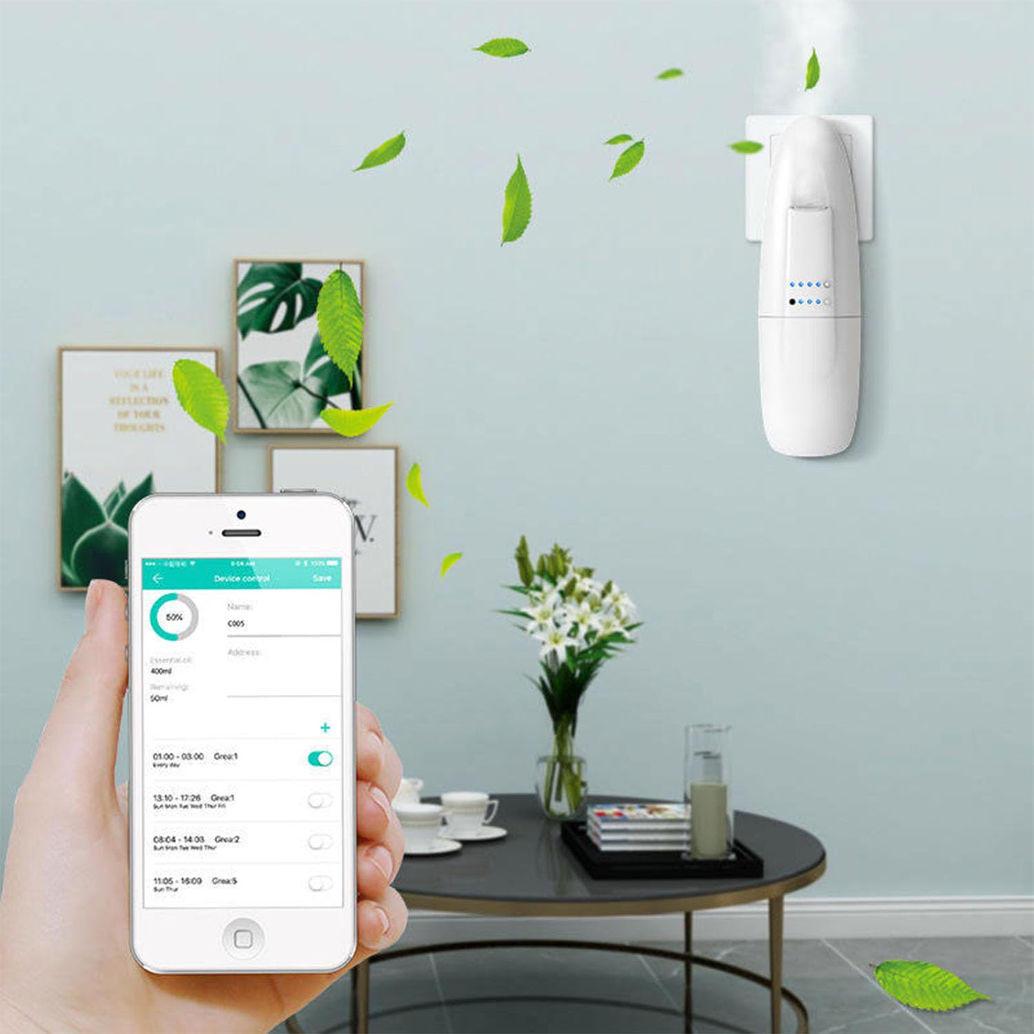 Difusor de Aceite Esencial Sin Agua Enchufe en Máquina de Aire de Aroma Profesional con Tecnología de Difusión de Aire Frío para SPA Yoga Dormitorio Oficina Cocina