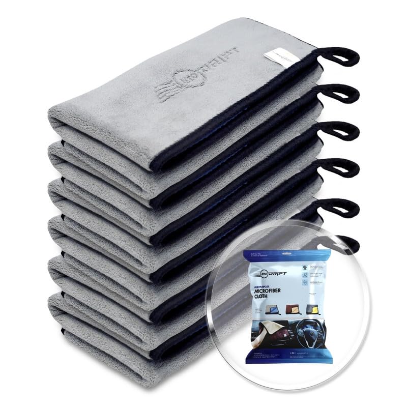 Neodrift ‘800 GSM Microfiber Cloth' - Ultra Soft Cleaning Cloth for Car, Bike - Polishing, Detailing, Highly Absorbent (Size - 40X60 Cm) (Set of 6 Pc) (Colour - Blue + Light Grey)