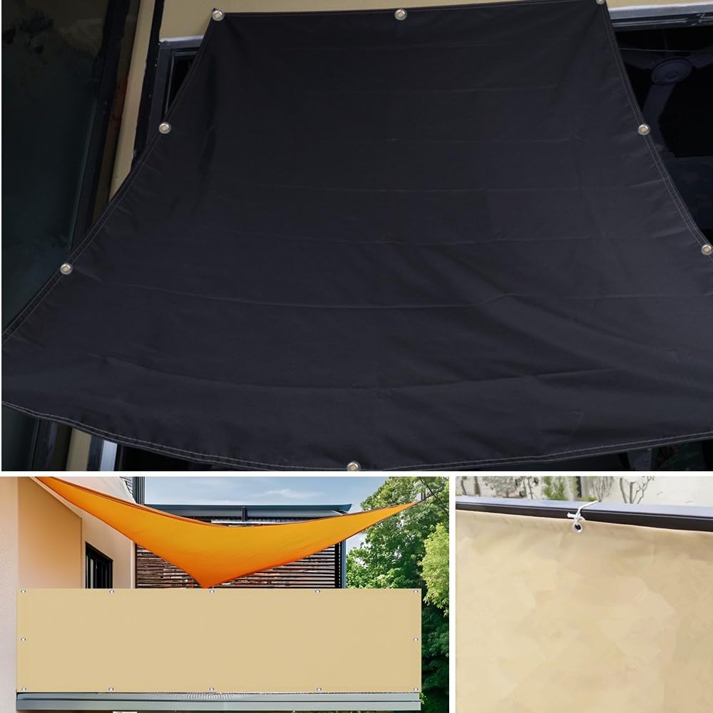 Sonnensegel 2x5, Sonnensegel Wasserdicht 2x5m Rechteckig Wetterschutz un Sonnenschutz Markise, UV-Schutz Segeltuch Balkon Ohne Bohren mit 