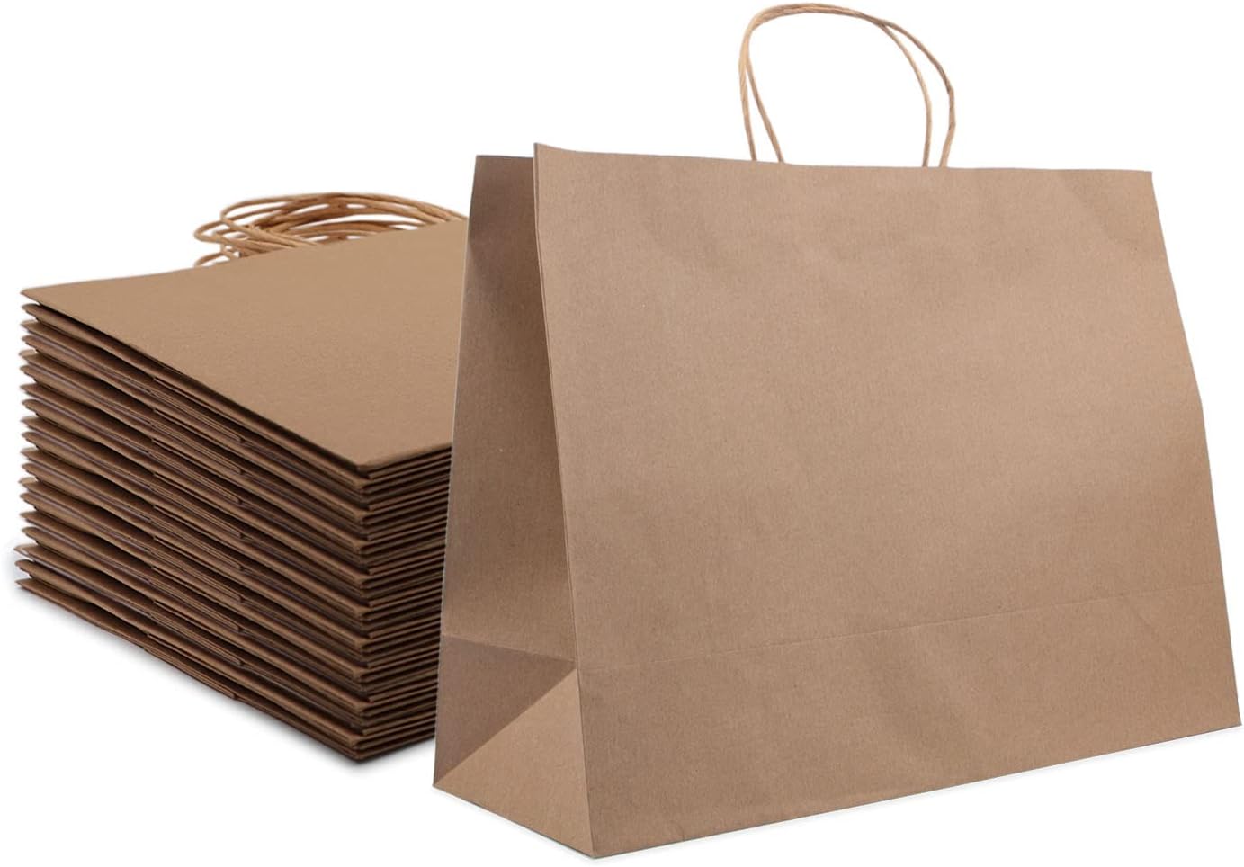 Amazon Basics Kraft Paper Gift Bags with Handles 16x6x12