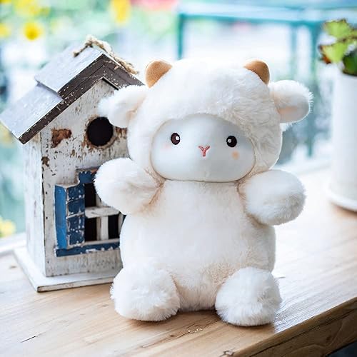 Miniatura 4 de Little Sheep - Peluche de cordero de peluche, regalo de cumpleaños para niños, 10 pulgadas (blanco)