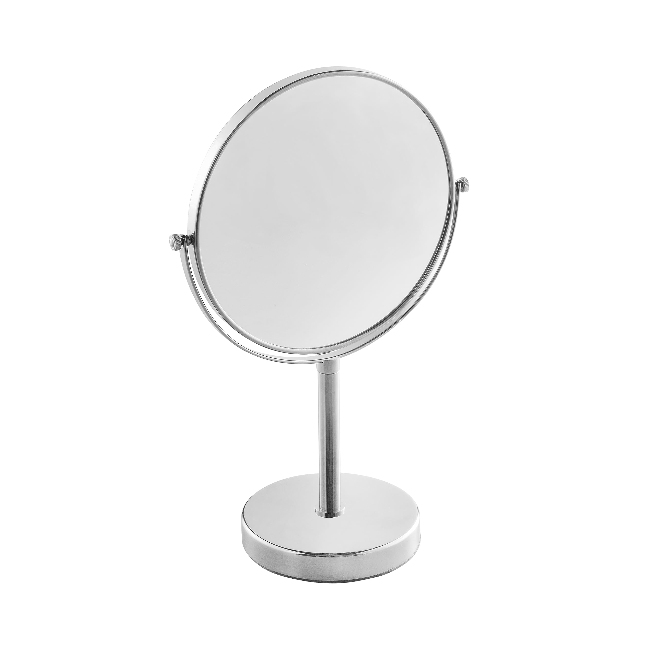 JVD Fiesta Premium Desktop Vanity Mirror | Dual-Sided 1X & 3X Magnifying | 200 mm | Brass & Stainless Steel | Chrome Finish-image-6