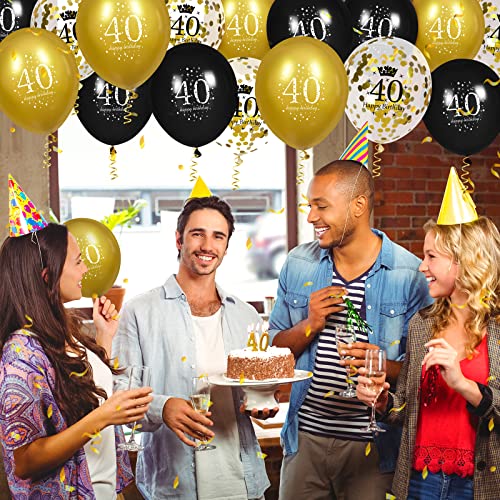 Image of 40th Birthday Balloons for Men, 15 Pcs Black Gold Happy 40th Birthday Balloons, Black Gold 40th Birthday Party Decorations Balloons for Men Women 40th Birthday Decor