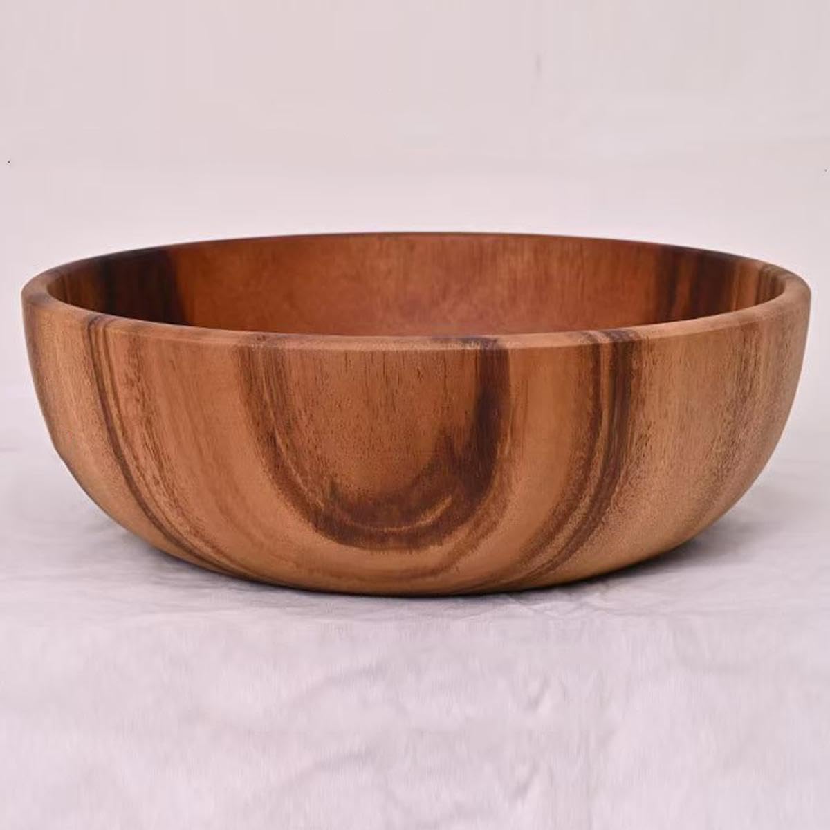 Drewniana misa akacja okrągła miska do serwowania owoców lub sałatek, taca, do kuchni, jadalni, owoców, deserów, przekąsek, 30 cm