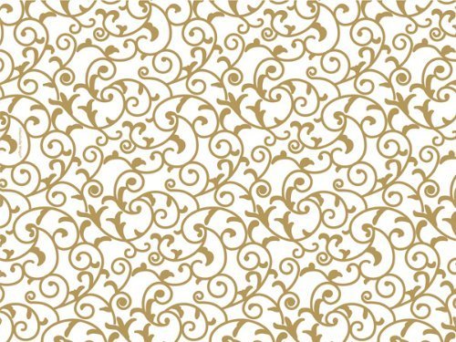 Gold and White Elegant Scroll Tissue Paper 20 Inch X 30 Inch - 24 XL Sheets