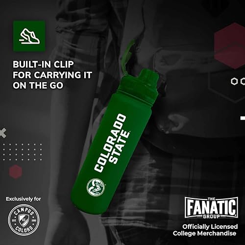 Miniatura 6 de Campus Colors Botella de agua de acero inoxidable de la NCAA, tapa giratoria, 24 onzas, clip de transporte, mantiene tus bebidas calientes o frías