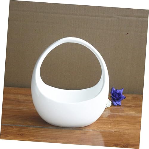 Miniatura 4 de GANAZONO 1 cesta colgante maceta de cerámica para oficina en casa, lavabo decorativo de porcelana para plantas carnosas, espacio de plantación más