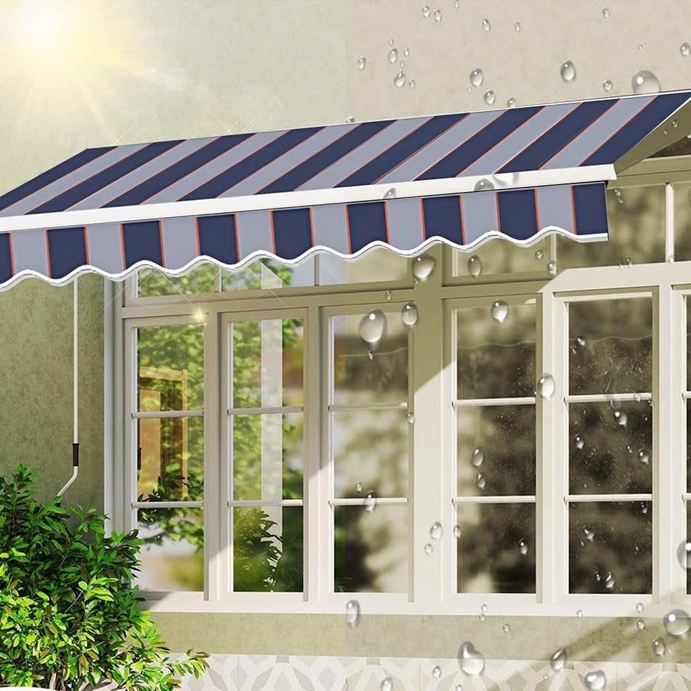 Odporna na promieniowanie UV wodoodporna wysuwana markiza zastępcza z tkaniny na taras, balkon, podwórko - baldachim przeciwsłoneczny (430 x 300 cm) - materiał poliestrowy