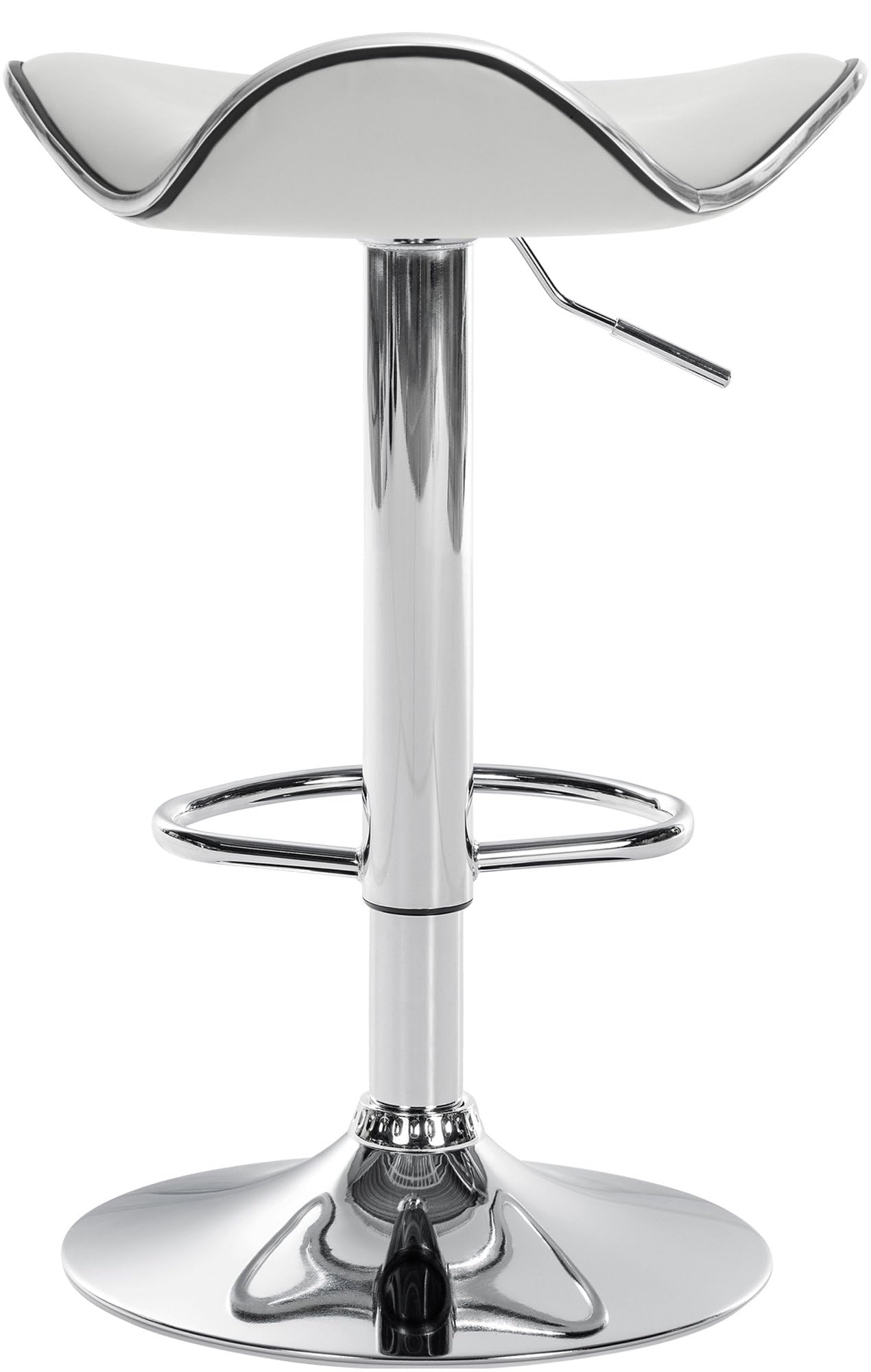 CLP Taburete Alto de Cocina Shanghai en Polipiel I Silla de Bar giratoria Regulable en Altura con Base metálica, Color:Blanco, Material del Soporte:Hierro Cromado