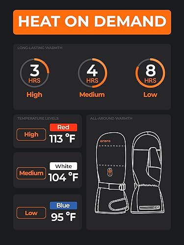 Miniatura 3 de ORORO Manoplas térmicas para mujeres y hombres, guantes térmicos recargables para esquí, senderismo y manos artríticas