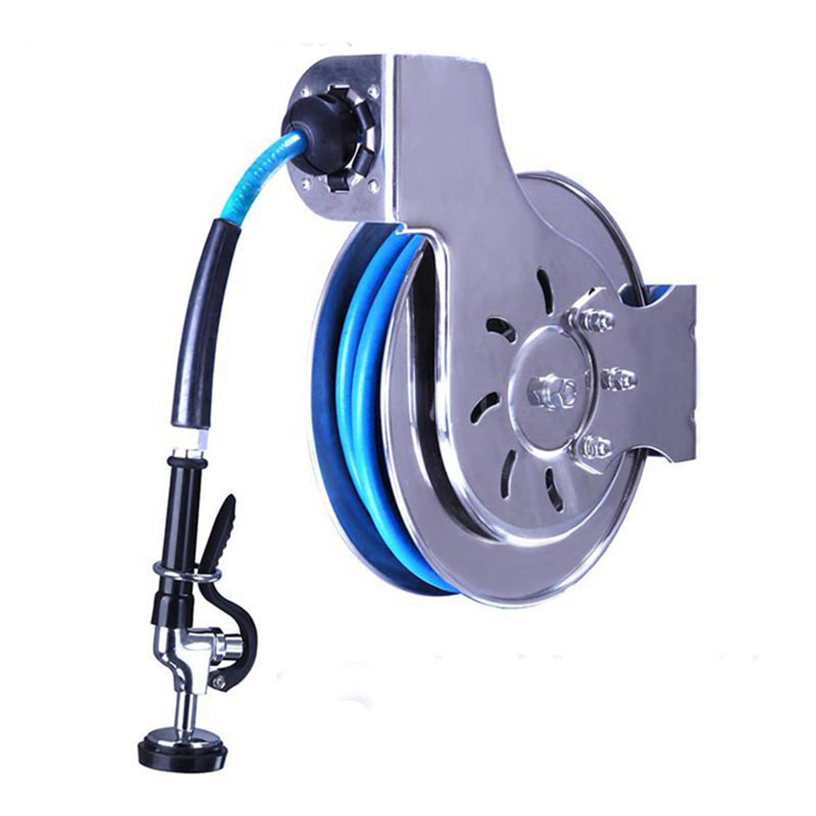 Carrete de manguera de acero inoxidable abierto retráctil automático 5M/10M/15M carrete de manguera de agua de cocina de jardín resistente que no deja marcas,15M