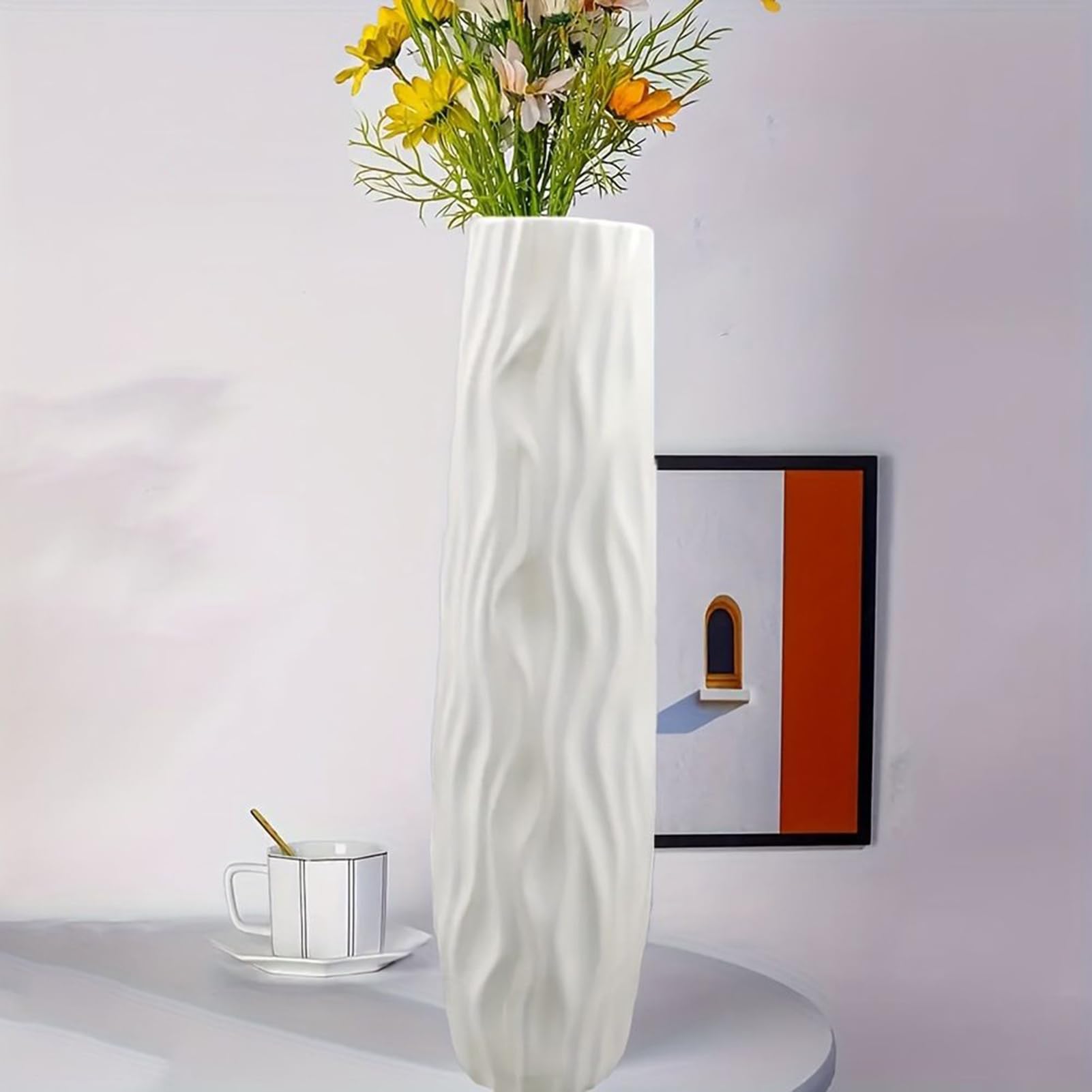 Jarrones Altos Para El Suelo Decoración Con Relieve Tridimensional Y | Jarrón Para Flores Para El Hogar La Sala De Estar La Cocina El Comedor La Entrada Boda Oficina Hotel