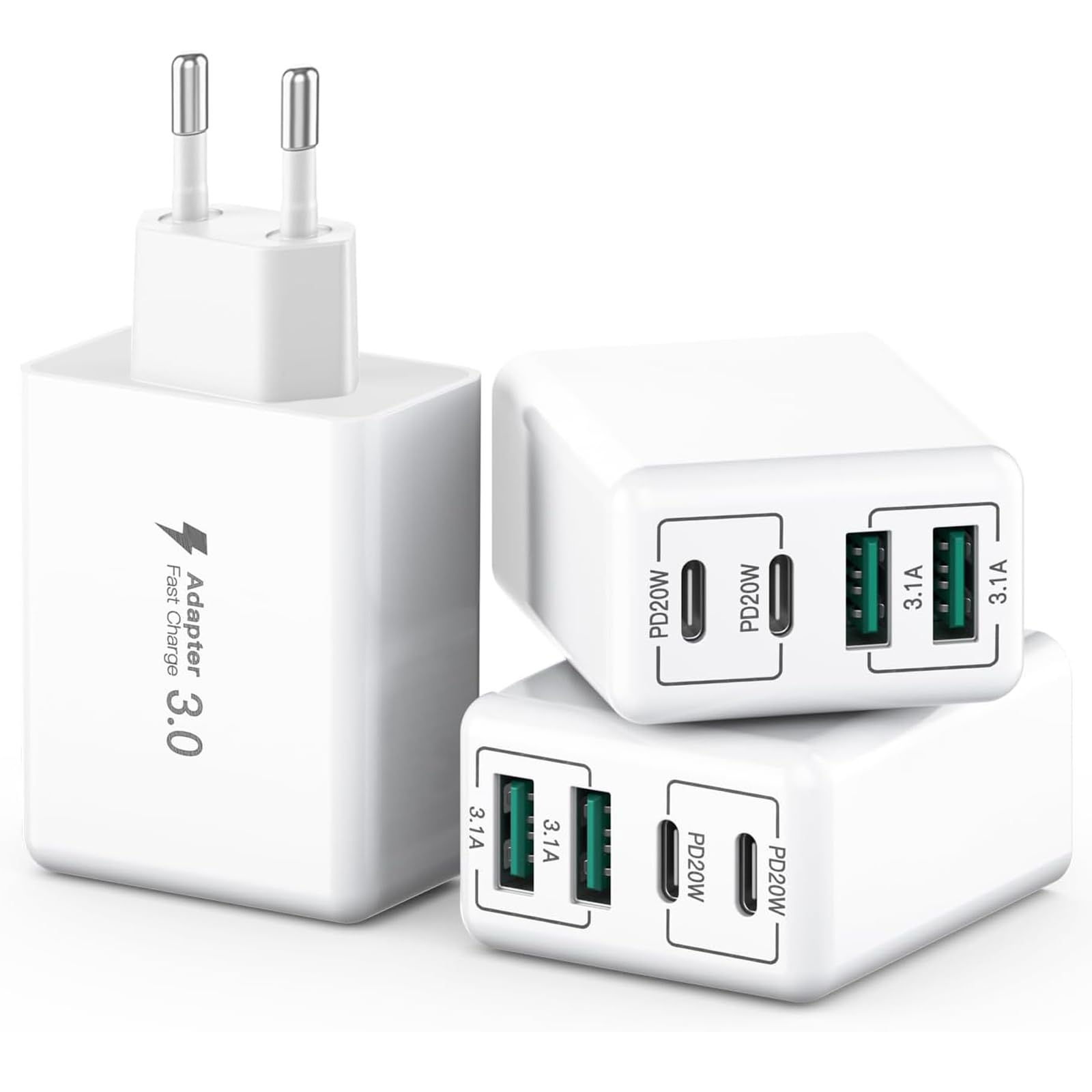 USB-C Ladestation, 4 Ports USB-Ladestation, 4-Port USB C Ladegerät Block.