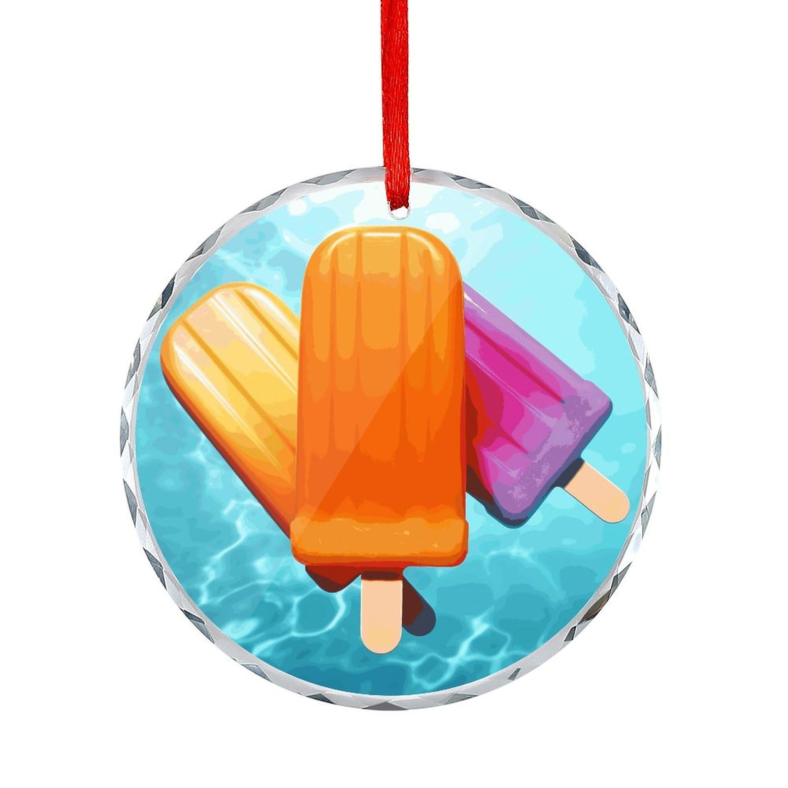 Btcowzrv Style Ice Popsicles Round Ornament Hanging Pendant Decor