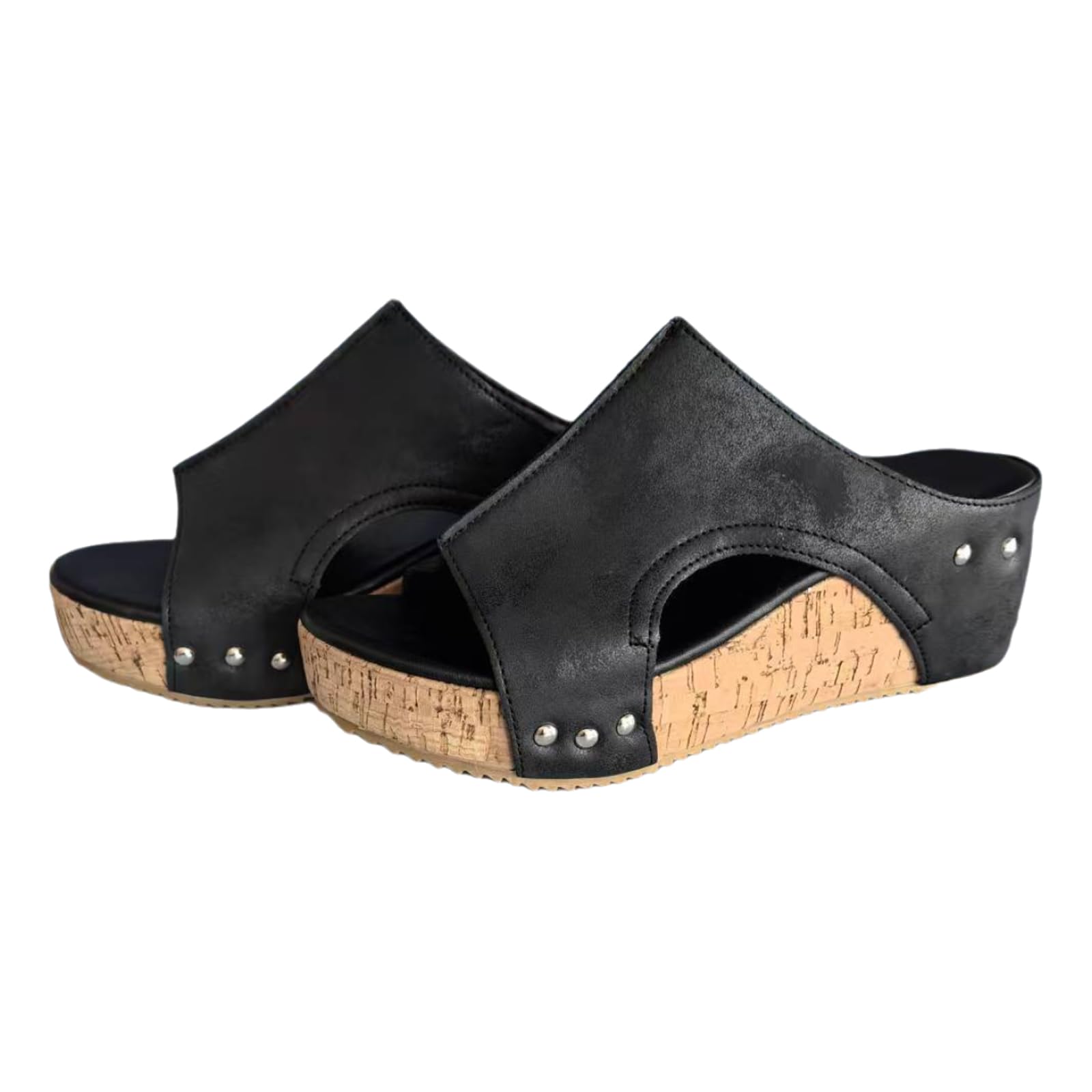 Women's Platform Wedge Sandals, Open Toe Chunky Platform Heels Summer Sandals, Comfy Slip-on Beach Shoes For Dressy Casual