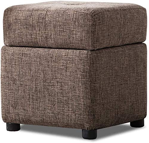 Tabourets de salon avec rangement en lin marron clair pour ranger le désordre