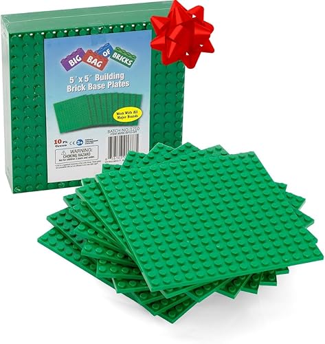 Miniatura 7 de SCS Placas base de bloques de construcción, pequeña 5x5 pulgadas, bases color verde 10 unidades, ajuste con todos los principales conjuntos de