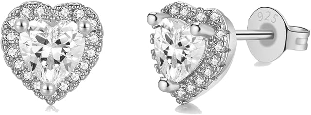 wynn's Silver Gold Stud Earrings for Women, 925 Sterling Silver Stud Earrings, Cubic Zirconia Stud Earrings, Hypoallergenic 10mm Sleeper Studs for Women Girls, Jewellery Gift for Birthday Christmas