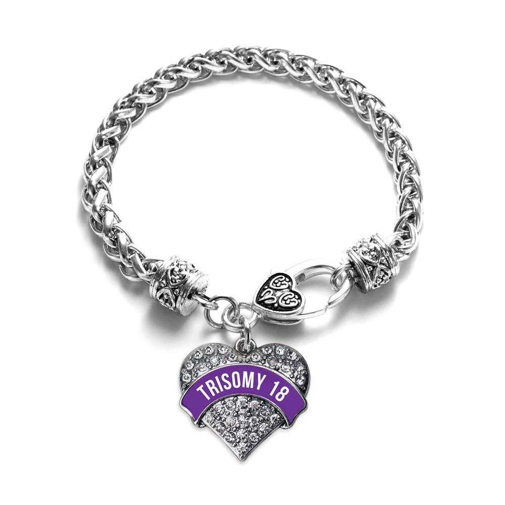 Inspired Silver - Silver Pave Heart Charm Bracelet with Cubic Zirconia Jewelry