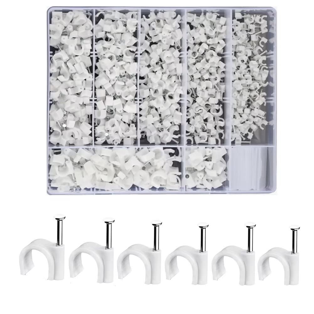 Fippy 600 pezzi fermacavi in acciaio per chiodi 4 mm 5 mm 6 mm 7