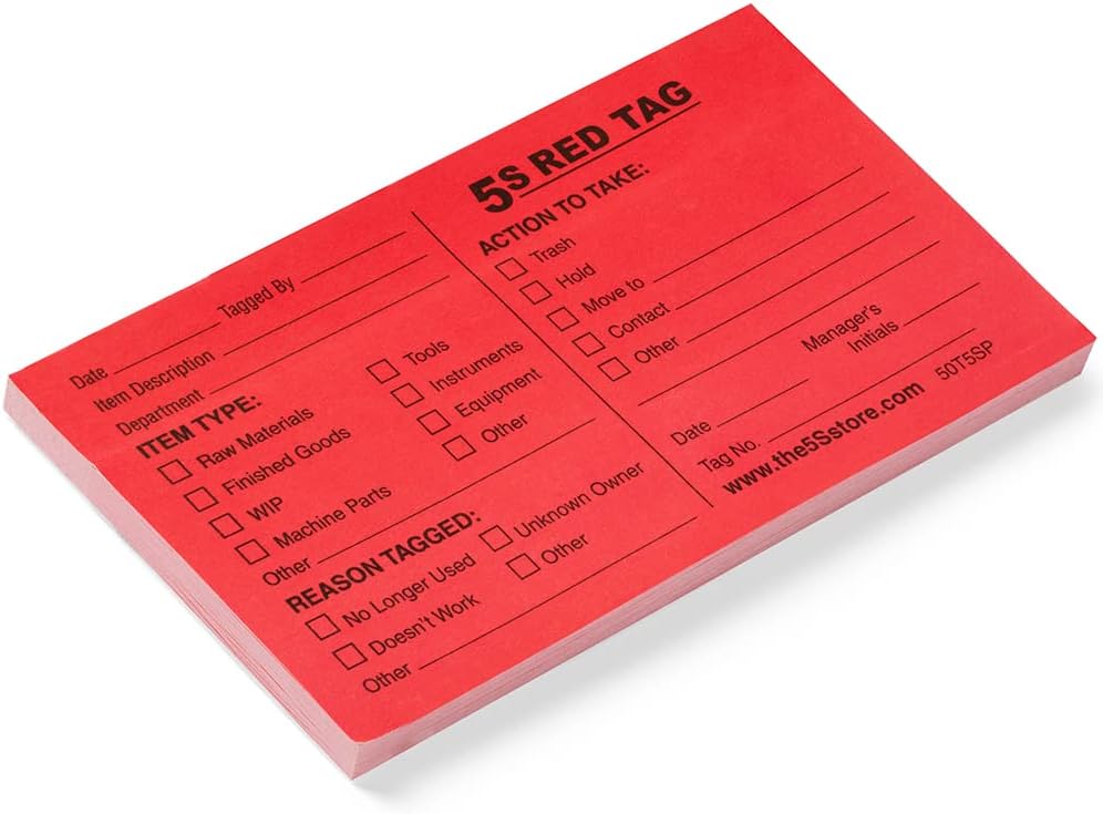 50 Red Tag Adhesive Sticky Notes, 5S Store, 50T5SP