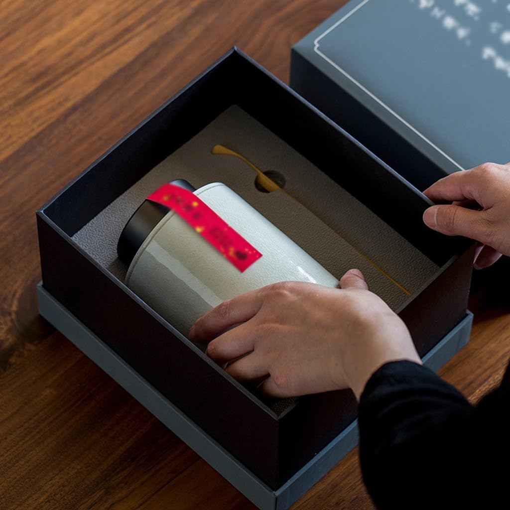 SONGCHAO Sugar Jar Plant Ash Tea Cans, Green and Black, Metal Lid Tea Canister