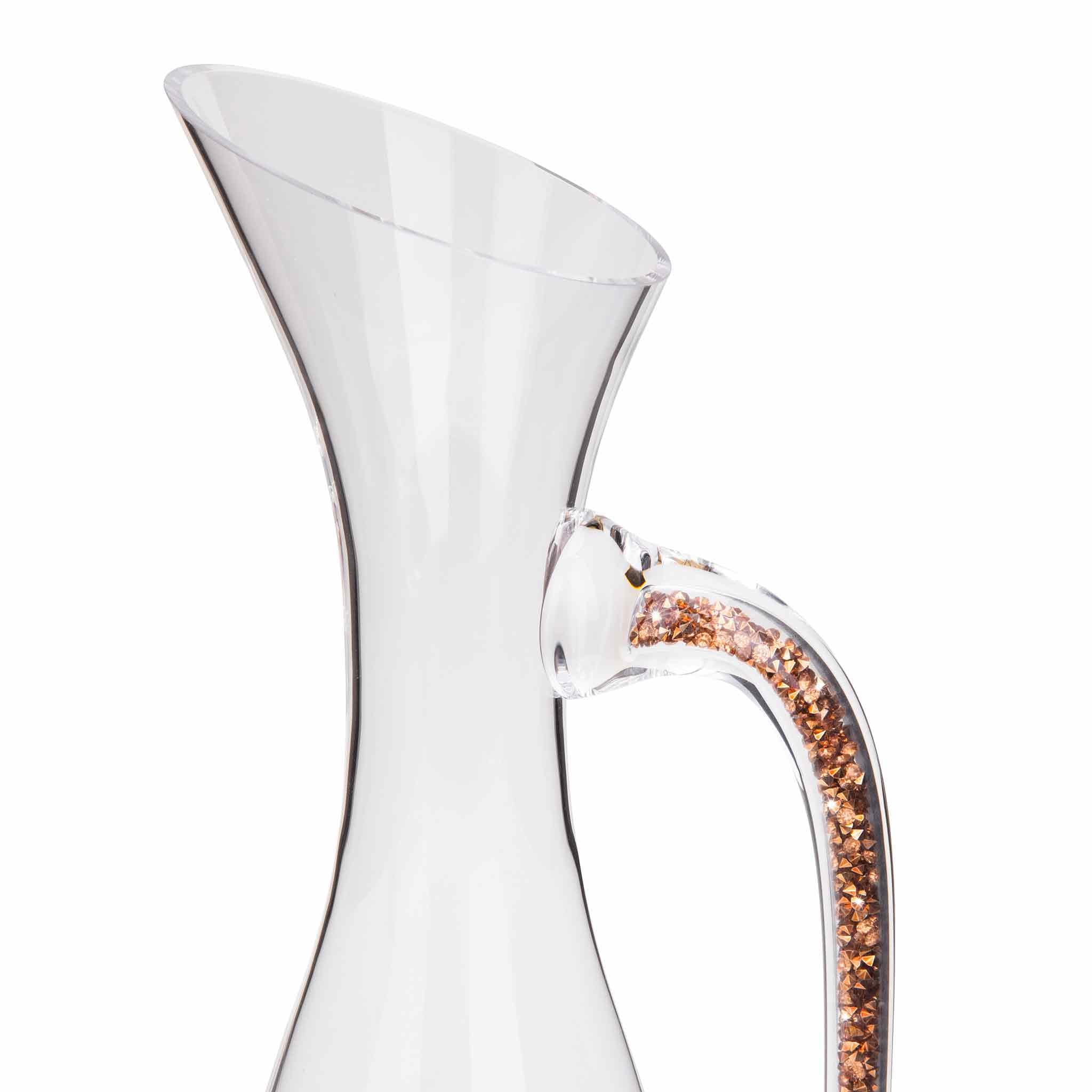 Vetrina Decanter, Glass, Elegant Design, Handle Detail, For Wine, Margaritas, Lemonade, Sangria, Tea, Rose Gold, 4x16