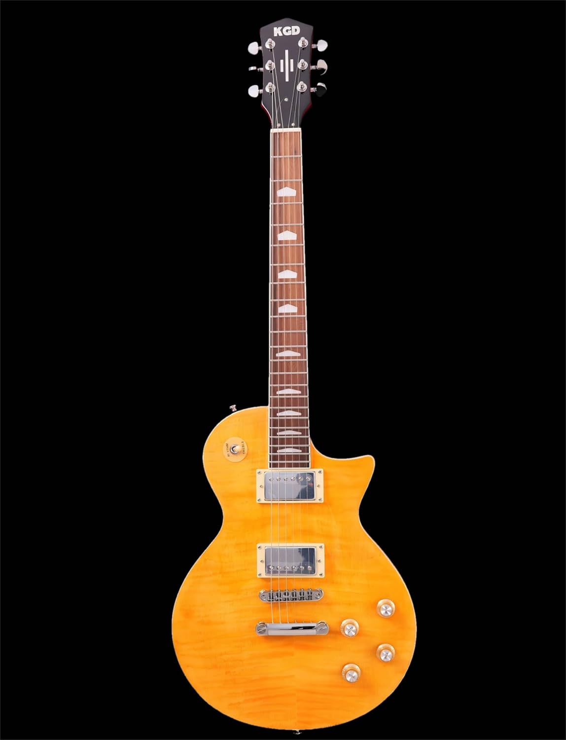 KGD Electric Guitar, Mahogany Body & Neck, 22 Fret Rosewood Fingerboard, 6-String Professional Fixed Bridge,Professional/Full Size/Electric Guitars for Adults (Yellow)