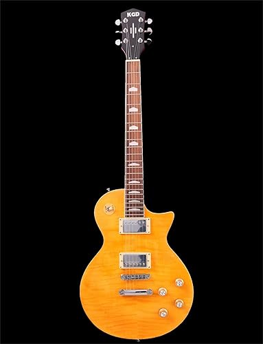 KGD Electric Guitar, Mahogany Body & Neck, 22 Fret Rosewood Fingerboard, 6-String Professional Fixed Bridge,Professional/Full Size/Electric Guitars for Adults (Yellow)
