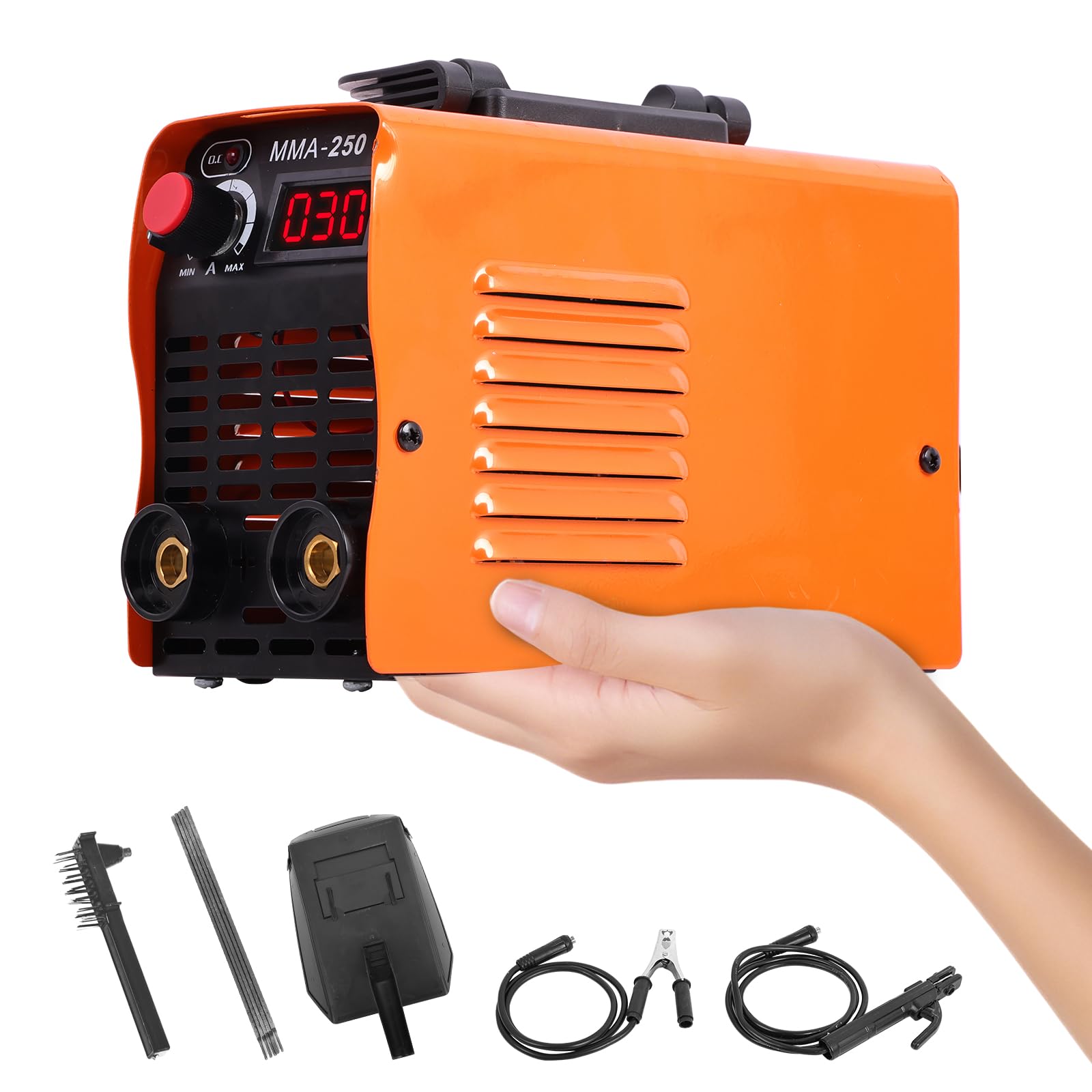 Soldador Inverter 250A 220V IGBT Portátil con Pantalla Digital LCD, Máquina de Soldar Eléctrica Electrodo MMA ARC Profesional, Kit Completo para Bricolaje y Hogar