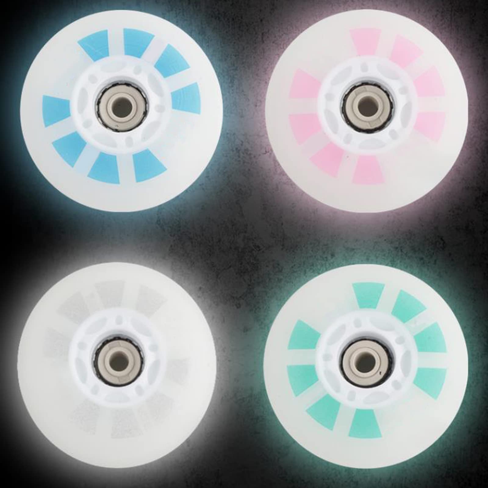 Generico Rotelle per Pattini in Linea Esterno Interno Ruote Luminose A LED da 72 mm, 76 mm E 80 mm, Senza Cuscinetti, Scorrevoli, Sportive, Confezione da 8, 90 A