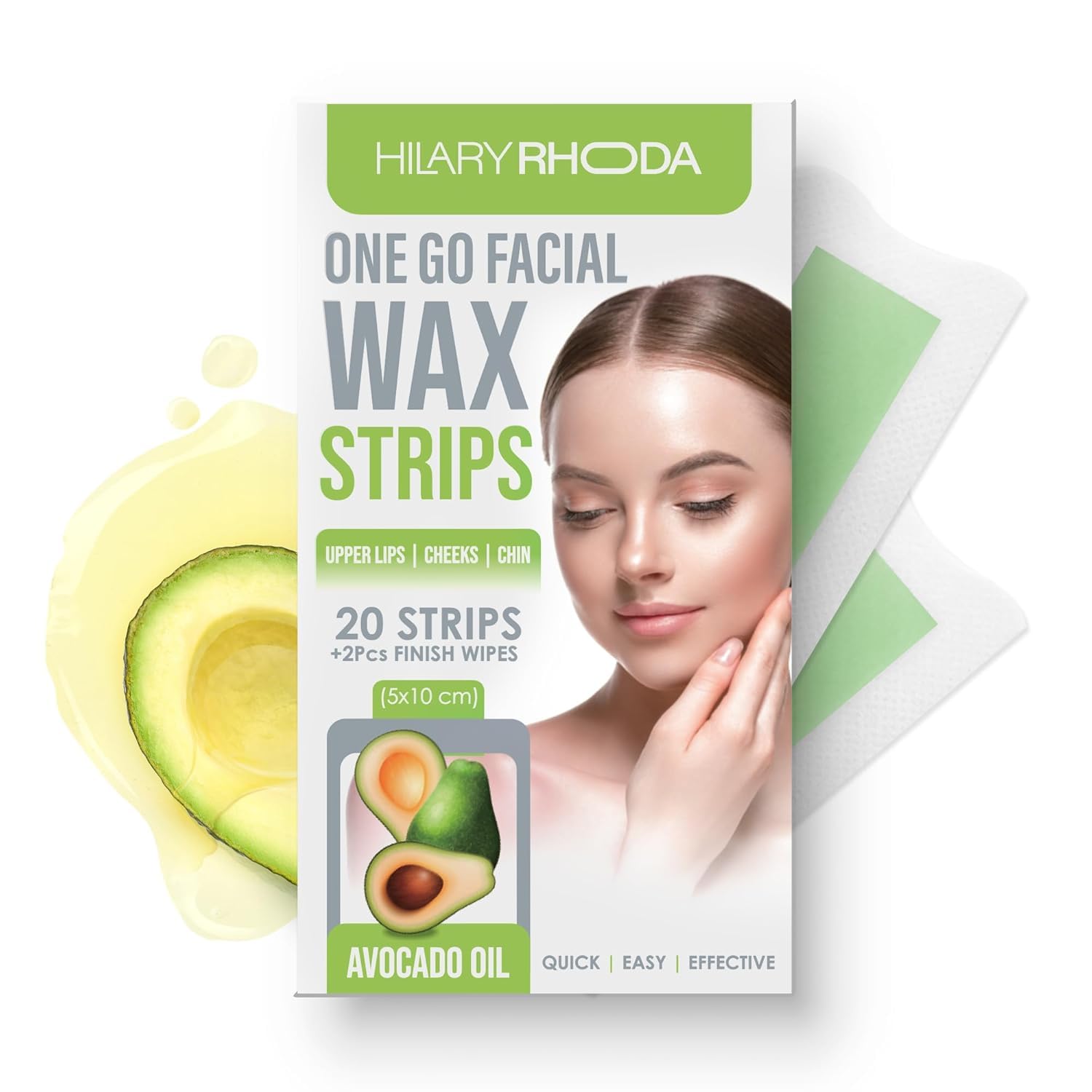 PREMIUM Women One Go Facial Wax Strips - Ready-To-Use for Face, Cheek, Upper Lip & Chin - With 2 Finish Wipes - 20 Strips (Avocado Oil), Pack of 1 SH-7711-image-6