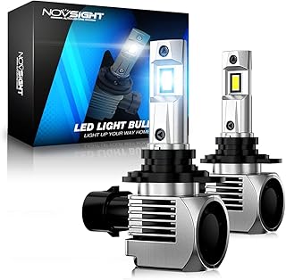 NOVSIGHT Upgraded 9012 LED Headlight Bulbs 20000 Lumens, 600% Brightness HIR2 LED Bulb High and Low Beam, 90W 6500K Cool White Wireless Halogen Replacement, Plug and Play, Pack of 2