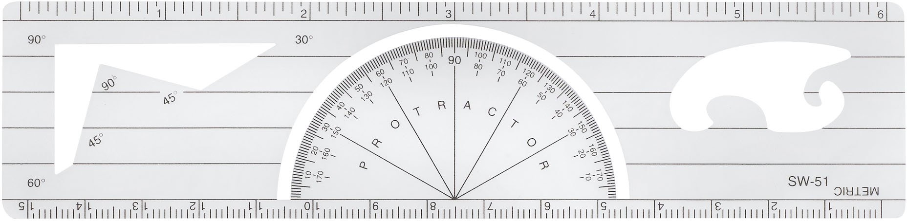 Westcott LetterCraft Winkelmesser, Lineal, 15cm, SW-51