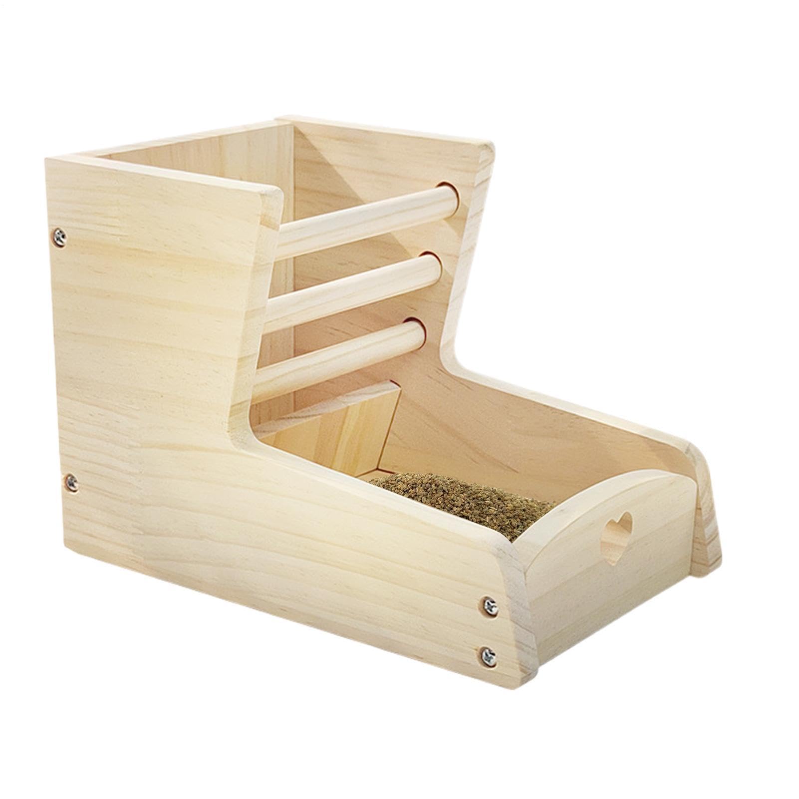 Comedero de heno para conejos y dispensador de madera de doble zona para hámster y cobaya