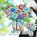 H&D HYALINE & DORA Flower Style Stained Glass Window Hanging Plant Stained Glass Window Panel with Vase Wall Art Home Decor for Women Birthday 8