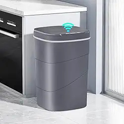lixeira automatica com sensor 20L com 3 Modos inteligente de aproximação para abrir e fechar para Cozinha, banheiro e escritório (cinza)