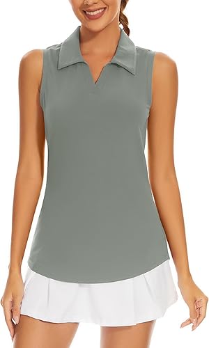 Ivicoer Camiseta de golf para mujer, manga corta, sin mangas, manga larga, cuello de tenis, ropa atlética para mujer