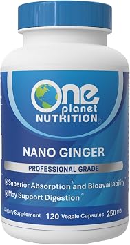 One Planet Nutrition Nano Ginger Root 250 mg Veggie Capsules 120 Servings, Pure Ginger Root Extract, Nano for Superior Absorption, Enhances Digestive Health, Non-GMO, Vegan Gluten Free