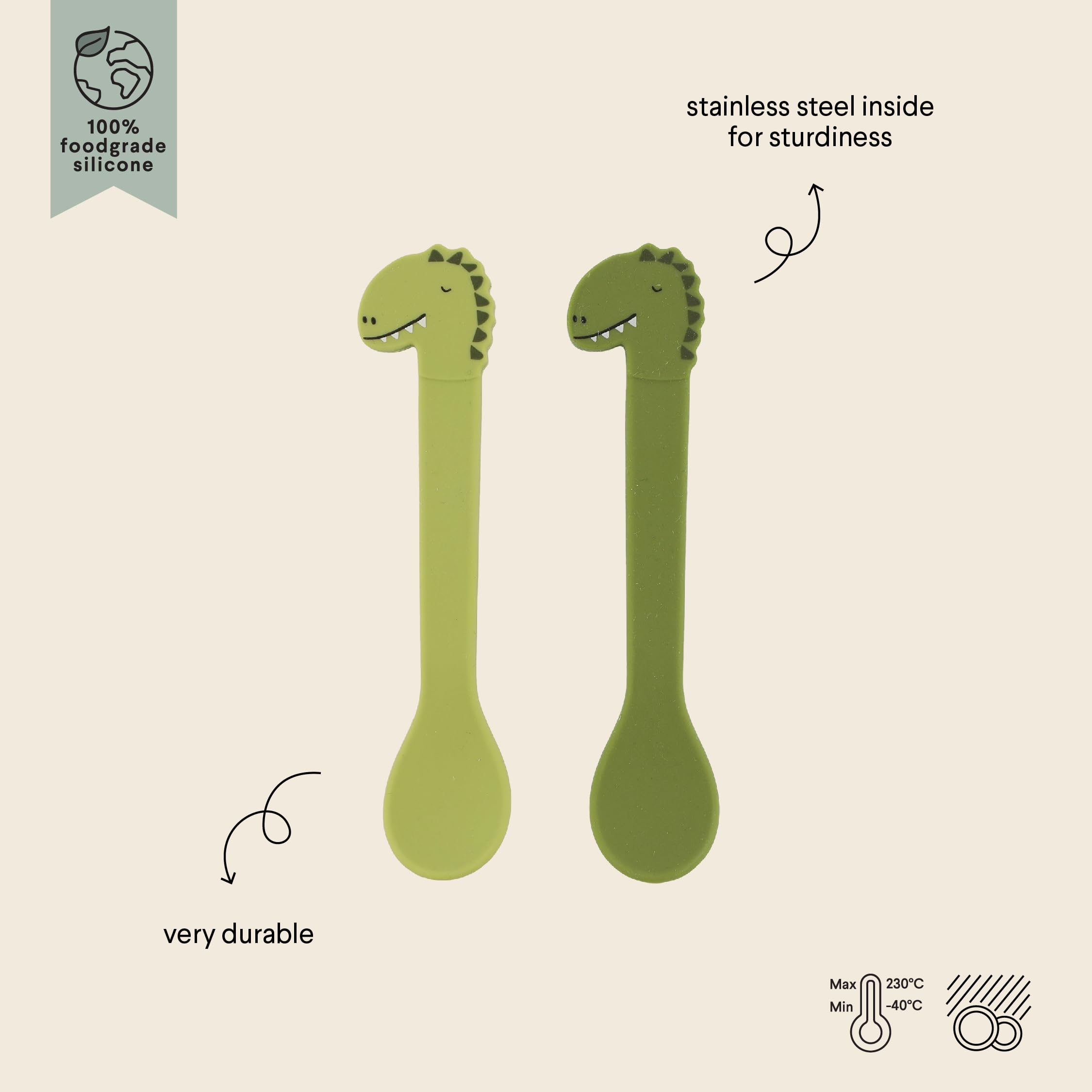 Trixie Silicone Spoon 2-Pack - Mr. Dino, Mr. Dino (Dinosaur), Small - Image 2